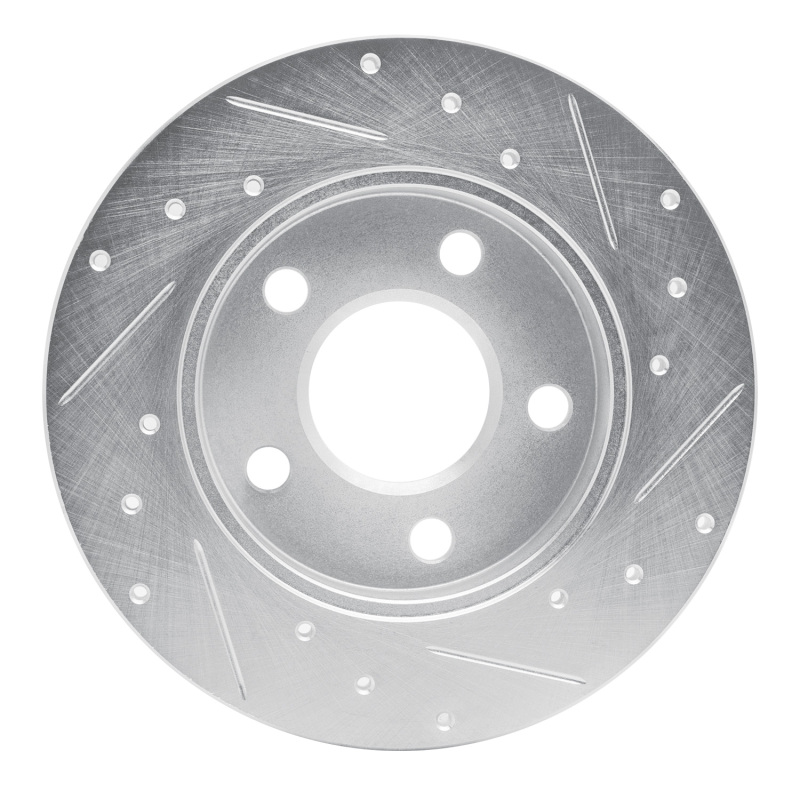Buick LaCrosse Brake Rotor (1) - Rear Left - R1 Concepts - Drilled & Slotted - Silver - `04-`16